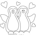 Dibujo para colorear Pinguinos Enamorados Para Pintar Y Colorear