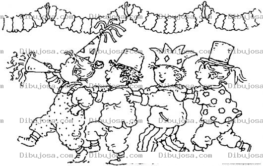 Dibujo para colorear Desfile De Ninos Vestidos De Payasitos Para Pintar Y Colorear