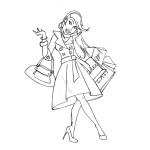 Dibujo para colorear Chica De Compras Para Pintar Y Colorear Mujer De Shopping