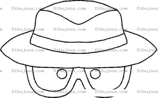 Dibujo para colorear Sombrero Y Lentes De Inspector Para Pintar Y Colorear Inspector Espia