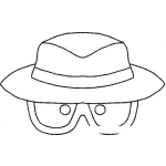 Dibujo para colorear Sombrero Y Lentes De Inspector Para Pintar Y Colorear Inspector Espia