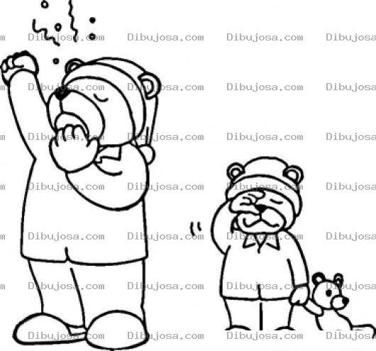 Dibujo para colorear Dibujo Para Colorear Dos Ositos Con Sueno Y Con Pijama Listos Para Ir A La Cama A Dormir