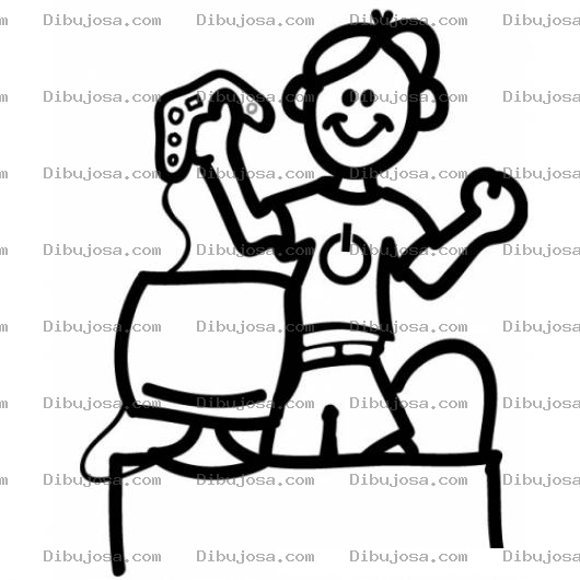 Dibujo para colorear Nino Jugando Videojuegos De Computadora Para Pintar Y Colorear