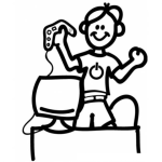 Dibujo para colorear Nino Jugando Videojuegos De Computadora Para Pintar Y Colorear