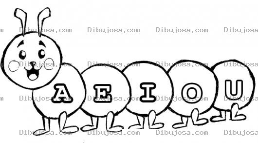 Dibujo para colorear Gusanito A E I O U Para Pintar Y Colorear Las Vocales Con El Cienpies De Aeiou