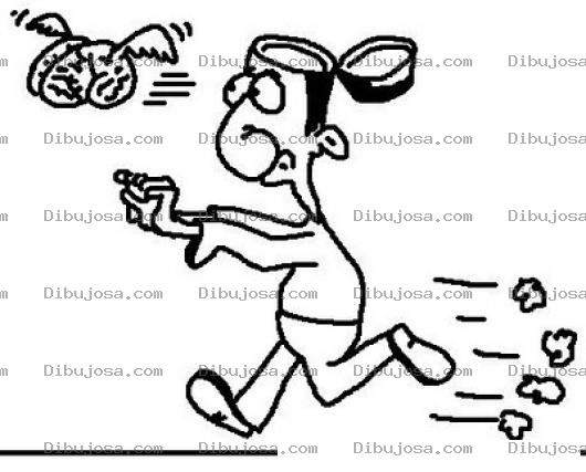Dibujo para colorear Dibujo De Hombre Corriendo Atras De Su Cerebro Para Pintar Y Colorear