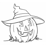 Dibujo para colorear Calabaza Con Sombrero De Bruja Para Pintar Y Colorear