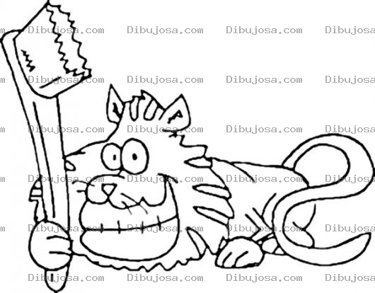Dibujo para colorear Gato Con Cepillo De Dientes Para Colorear