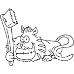 Dibujo para colorear Gato Con Cepillo De Dientes Para Colorear