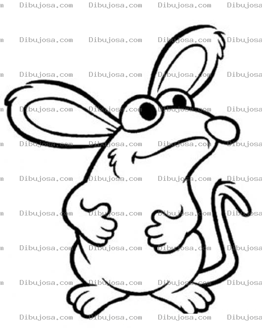 Dibujo para colorear Caricatura De Raton Con Orejas Grandes Para Pintar Y Colorear