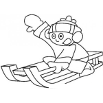 Dibujo para colorear Nino En Trineo De Nieve Para Pintar Y Colorear