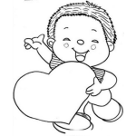 Dibujo para colorear Nino Con Un Gran Corazon Para Pintar Y Colorear