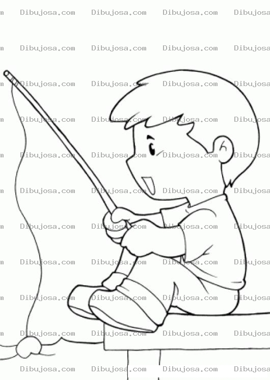 Dibujo para colorear Nino Pescando Para Pintar Y Colorear