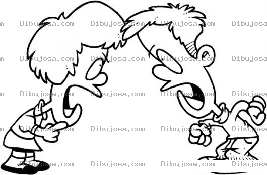 Dibujo para colorear Ninos Pelando Y Discutiendo Para Pintar Y Colorear