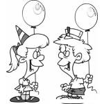 Dibujo para colorear Ninos Con Globos Para Pintar Y Colorear