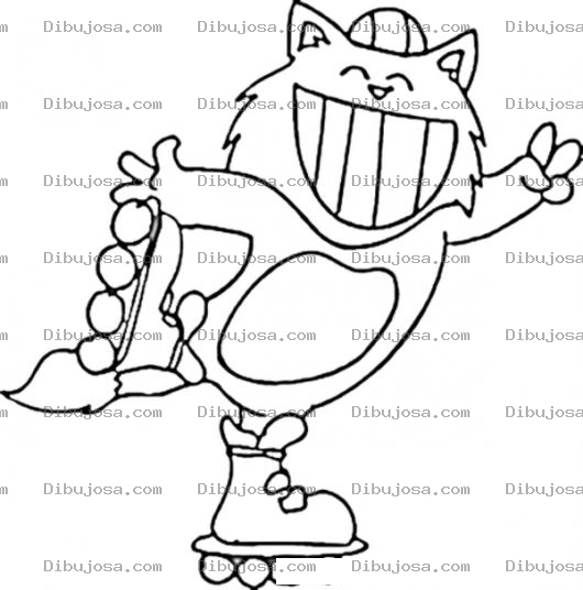 Dibujo para colorear Dibujo De Gato Con Patines Para Pintar Y Colorear