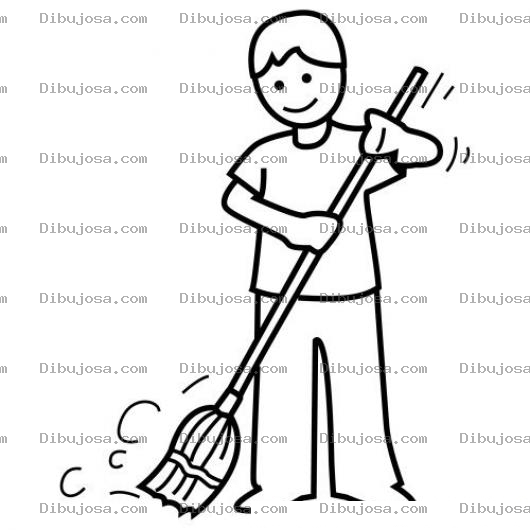 Dibujo para colorear Hombre Barriendo Para Pintar Y Colorear