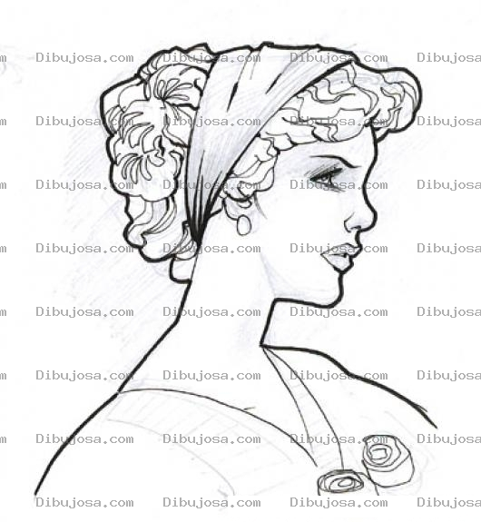 Dibujo para colorear Mujer Con Panuelo En La Cabeza Para Pintar Y Colorear