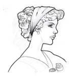 Dibujo para colorear Mujer Con Panuelo En La Cabeza Para Pintar Y Colorear
