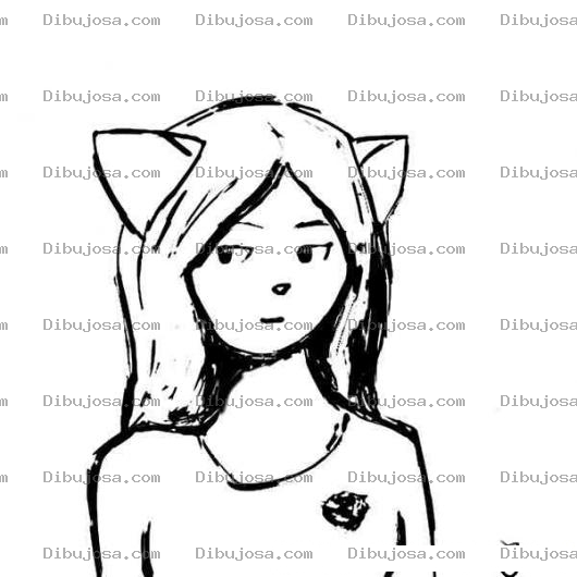 Dibujo para colorear Chica Con Orejas De Gato Para Colorear