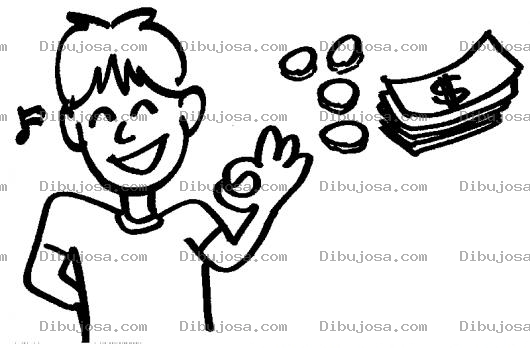 Dibujo para colorear Dibujo De Nino Con Dinero Para Pintar Y Colorear