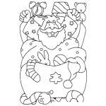 Dibujo para colorear Dibujo De Santa Claus Despertando En Su Cama Para Pintar Y Colorear