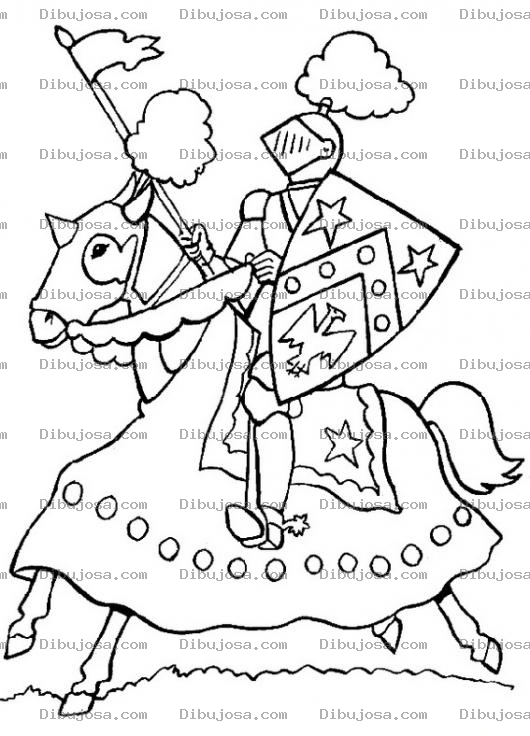 Dibujo para colorear Un caballero sobre su caballo