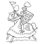 Dibujo para colorear Un caballero sobre su caballo