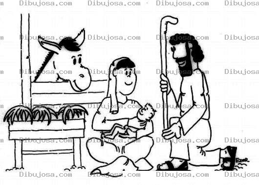 Dibujo para colorear Maria Jesus Y Jose Para Pintar Y Colorear