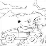 Dibujo para colorear Raton En Carro Sin Capota Para Pintar Y Colorear