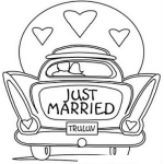 Dibujo para colorear Carro De Reciencasados Para Pintar Y Colorear