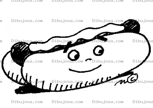 Dibujo para colorear Hot Dog Para Colorear Dibujo Chevere Shuco O Perro Caliente De Salchicha Con Salsa Y Mostaza Para Pintar