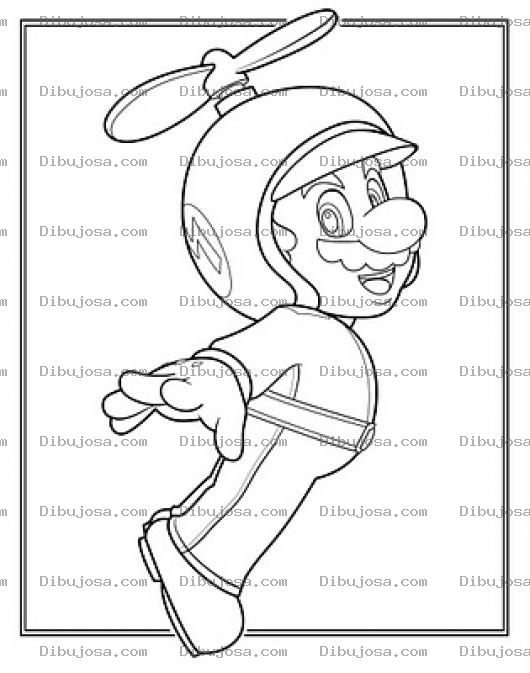 Dibujo para colorear Mario Bros Con Casco De Helicoptero Para Pintar Y Colorear