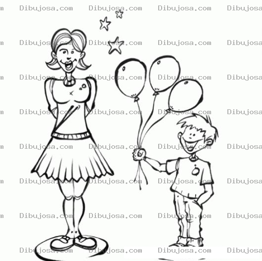 Dibujo para colorear Dibujo De Hijo Regalando Globos A Mama Para Pintar Y Colorear