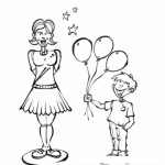 Dibujo para colorear Dibujo De Hijo Regalando Globos A Mama Para Pintar Y Colorear