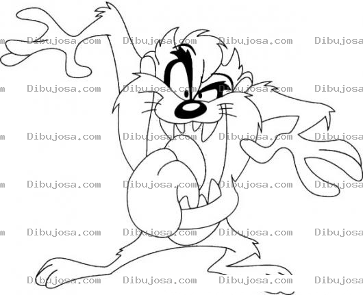 Dibujo para colorear Taz Con Lengua De Fuera Para Pintar Y Colorear Al Demonio De Tasmania De Los Looney Toons