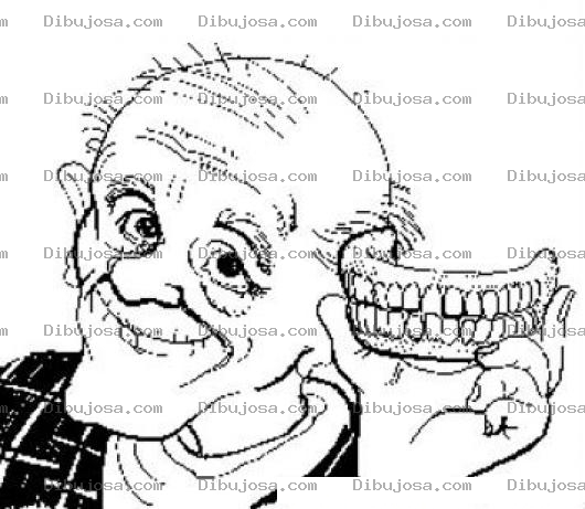 Dibujo para colorear Abuelito Con Placas Dentales Para Pintar Y Colorear Viejito Con Dientes Postizos