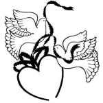 Dibujo para colorear Dos Palomas Y Un Corazon Para Pintar Y Colorear