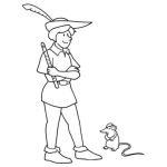 Dibujo para colorear Dibujo De Flautista Encantador De Ratones Con Un Raton Para Pintar Y Colorear
