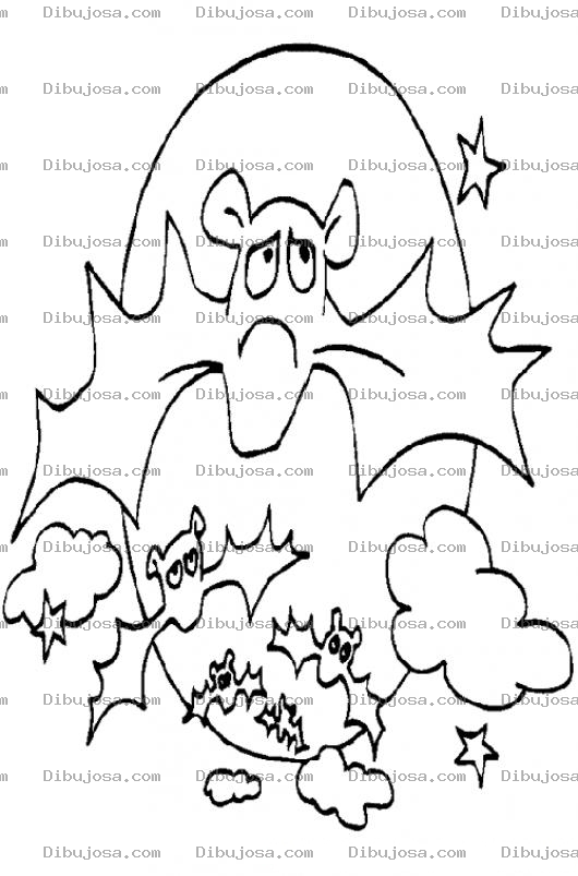 Dibujo para colorear Muercielagos Volando De Noche En Luna Llena Para Pintar Y Colorear