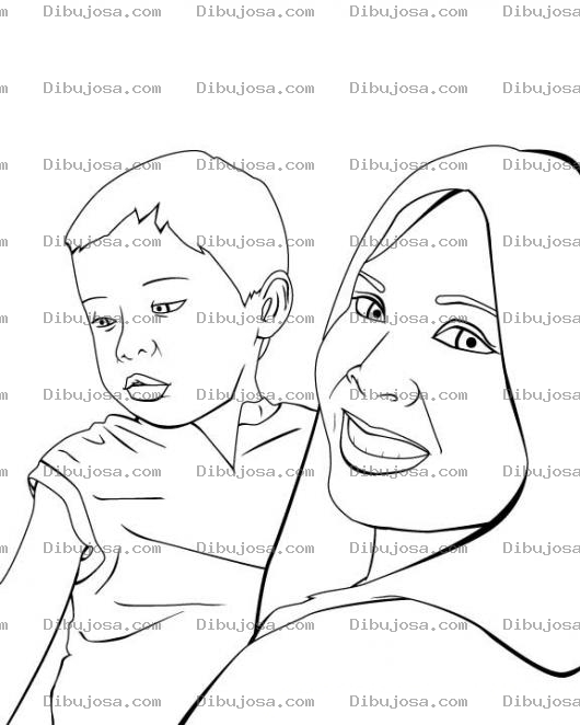 Dibujo para colorear Dibujo De Mama E Hijo Para Pintar Y Colorear