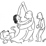 Dibujo para colorear Dibujo De Pareja Bailando En Frente D Eun Perro Y Un Hombre Celoso Para Pintar Y Colorear