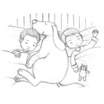 Dibujo para colorear Dibujo De Ninos Durmiendo Con Perro Para Pintar Y Colorear