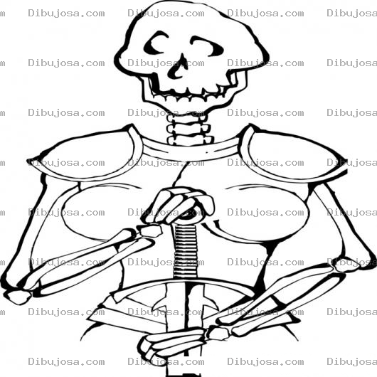 Dibujo para colorear Dibujo De Un Esqueleto Con Armadura Para Pintar Y Colorear