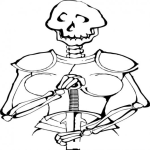 Dibujo para colorear Dibujo De Un Esqueleto Con Armadura Para Pintar Y Colorear