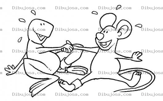 Dibujo para colorear Dibujo De Rana Y Raton Dandose La Mano Y Haciendo Las Paces Para Pintar Y Colorear