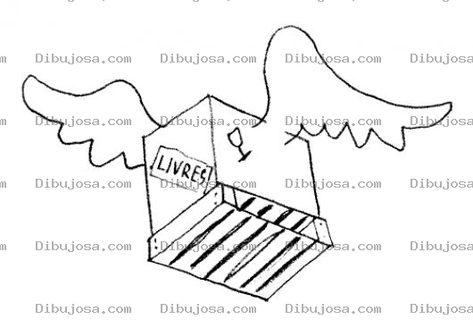 Dibujo para colorear Dibujo De Caja Con Alas Para Pintar Y Colorear Cajon Fragil Volador