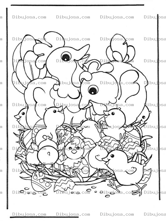 Dibujo para colorear Dibujo De La Familia Del Gallo Para Pintar Y Colorear Gallo Gallina Y Pollitos