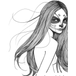 Dibujo para colorear Dibujo De Chica Con Cara Pintada De La Muerte Para Pintar Y Colorear