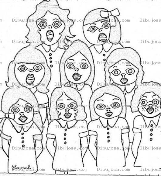Dibujo para colorear Coro De Ninos Cantando Para Pintar Y Colorear